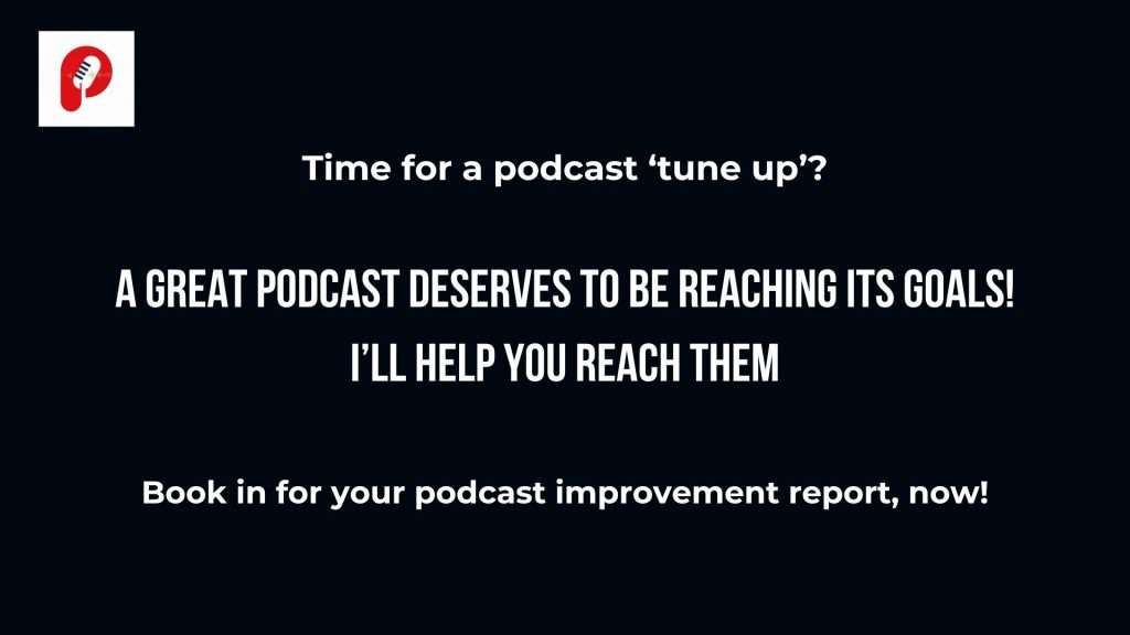 A 'podcast improvement' banner ad for the Podknows Podcast Audit service
