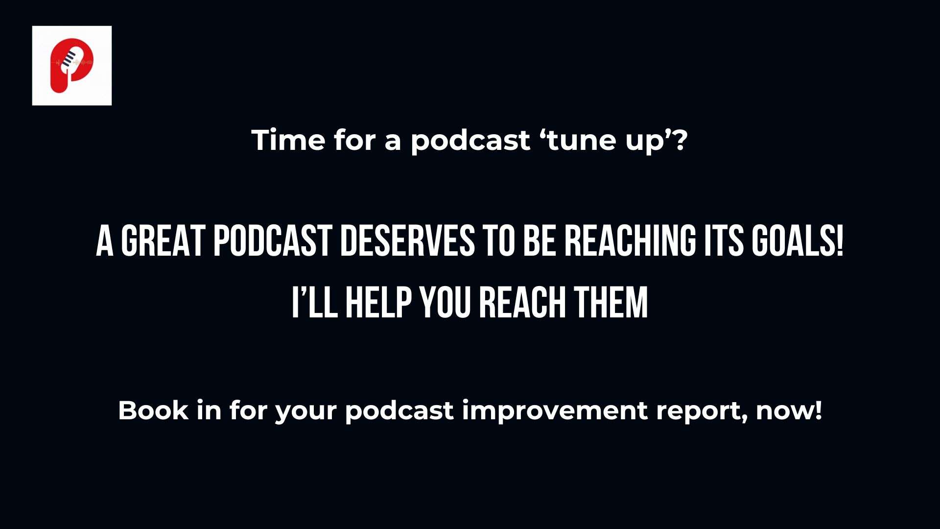 Podcast Improvement Report banner A 'podcast improvement' banner ad for the Podknows Podcast Audit service